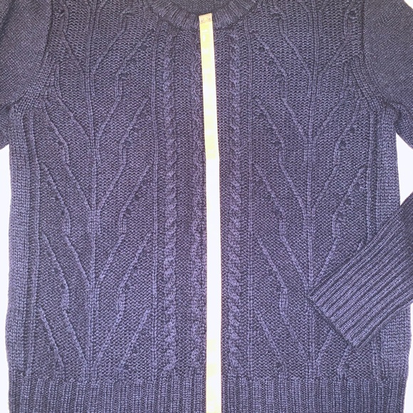 J. Crew Women’s Size Small Pointelle/Cable-knit Front Pullover Navy Blue Sweater - Picture 5 of 8